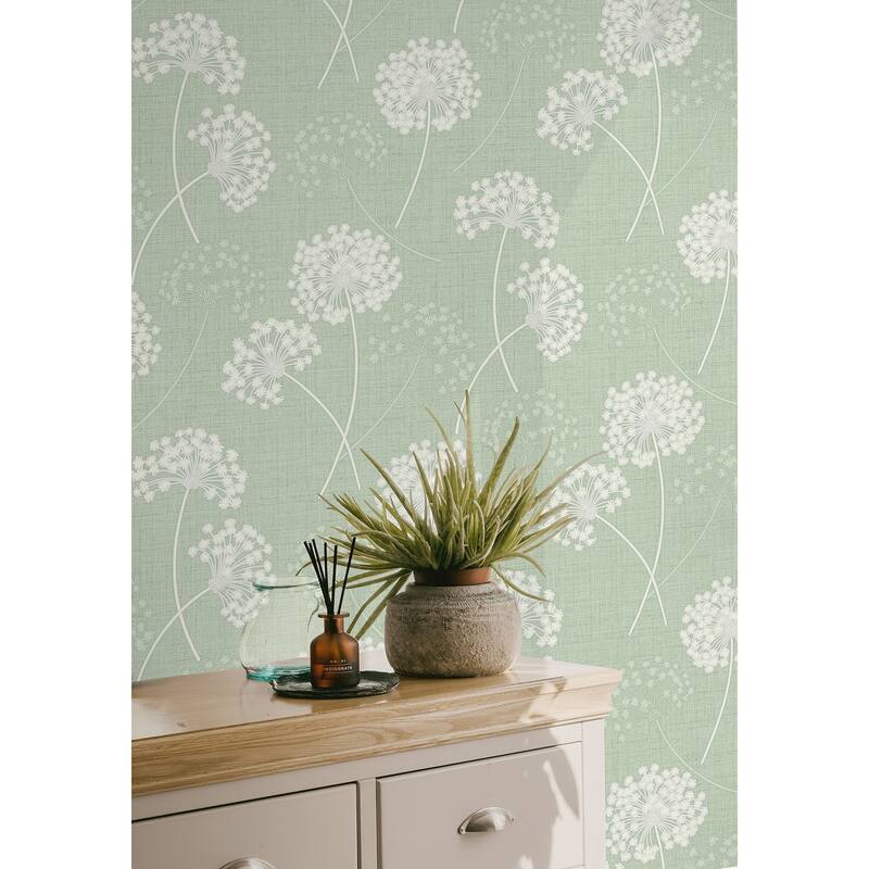 Fine Decor Grace Green Floral Wallpaper