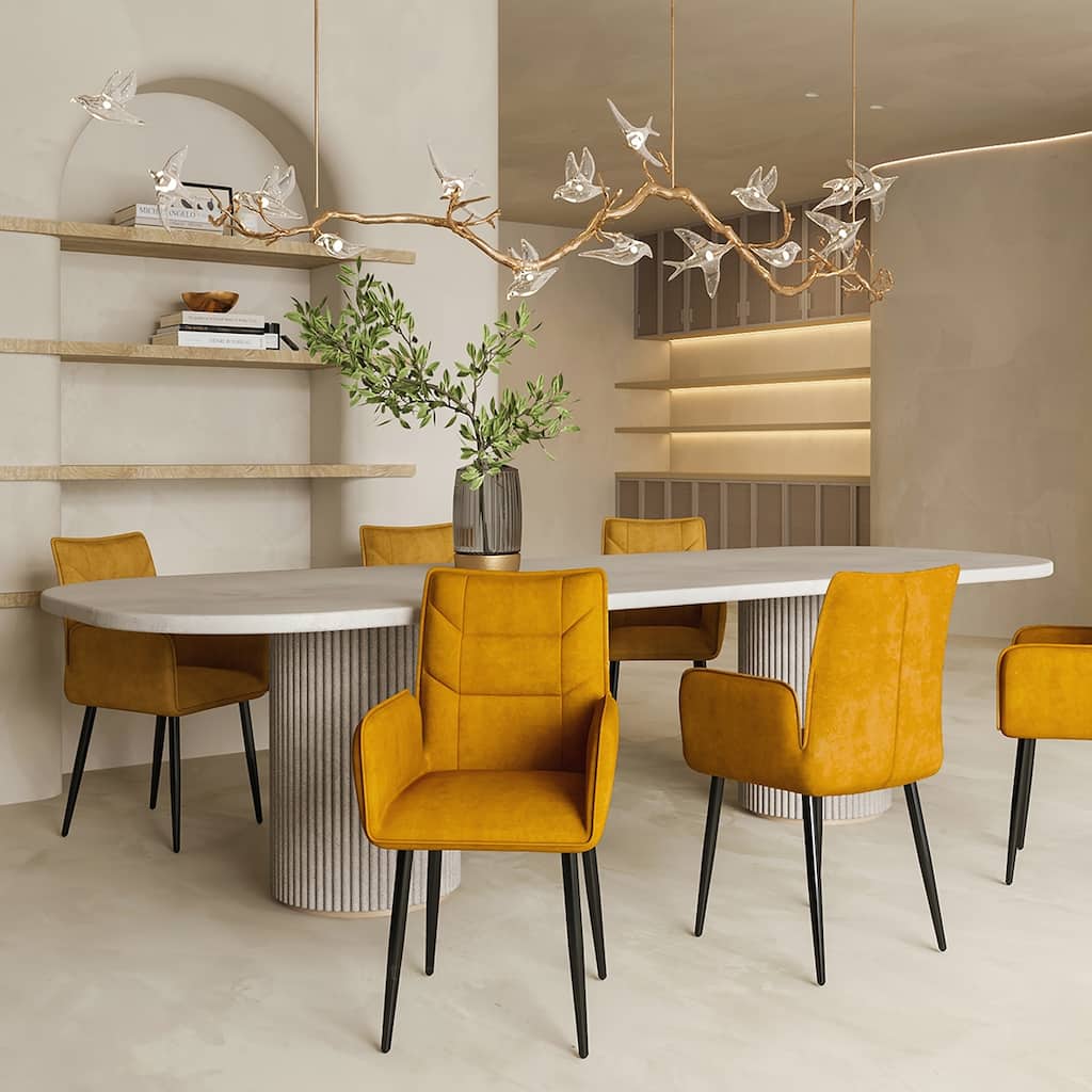 2PCS Cushioned Velvet Dining Chairs