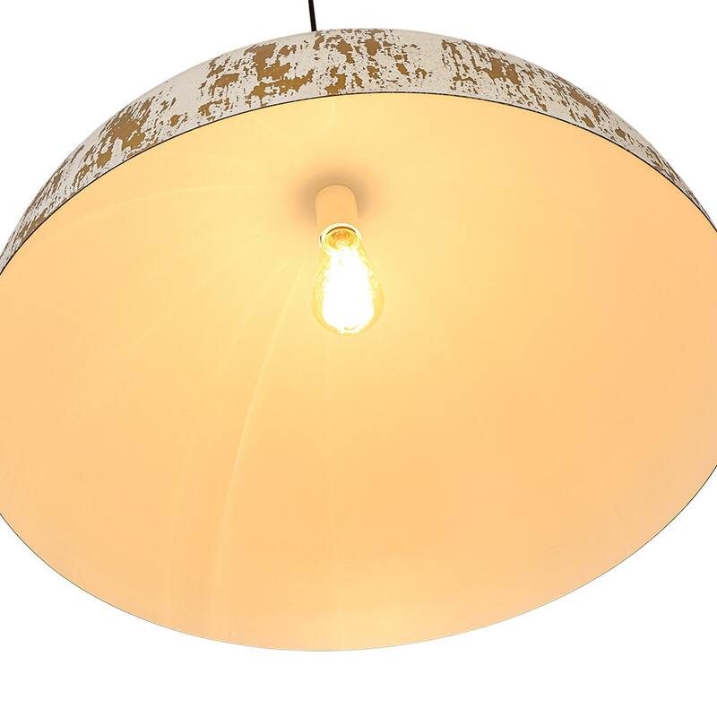 European Artisanal Antique Gold Patina Iron Oversized Dome Pendant