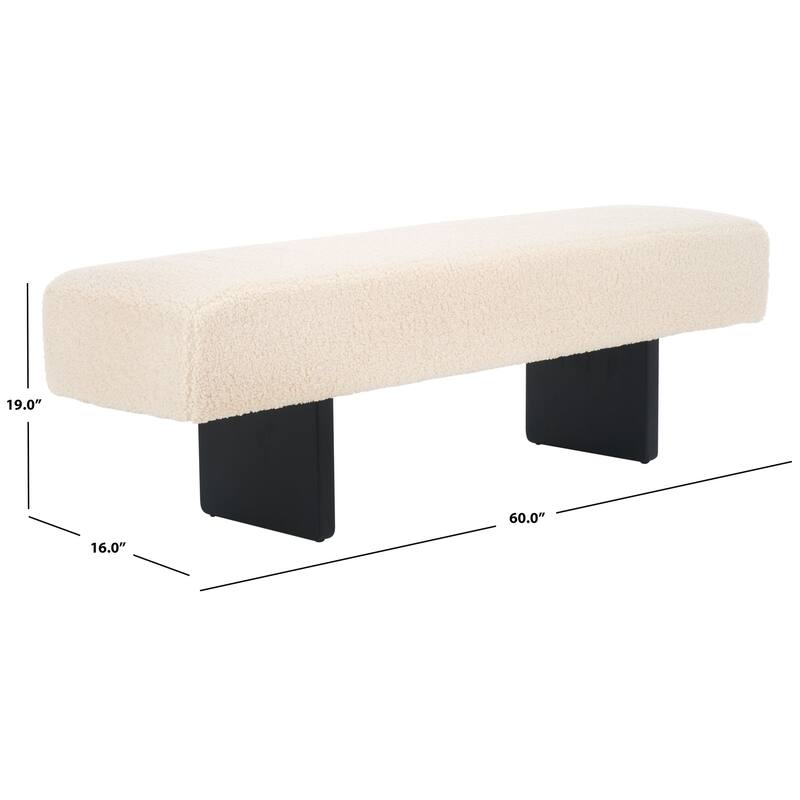 SAFAVIEH Home Quentin Bench - 60Wx16Dx19H - Off White/Black