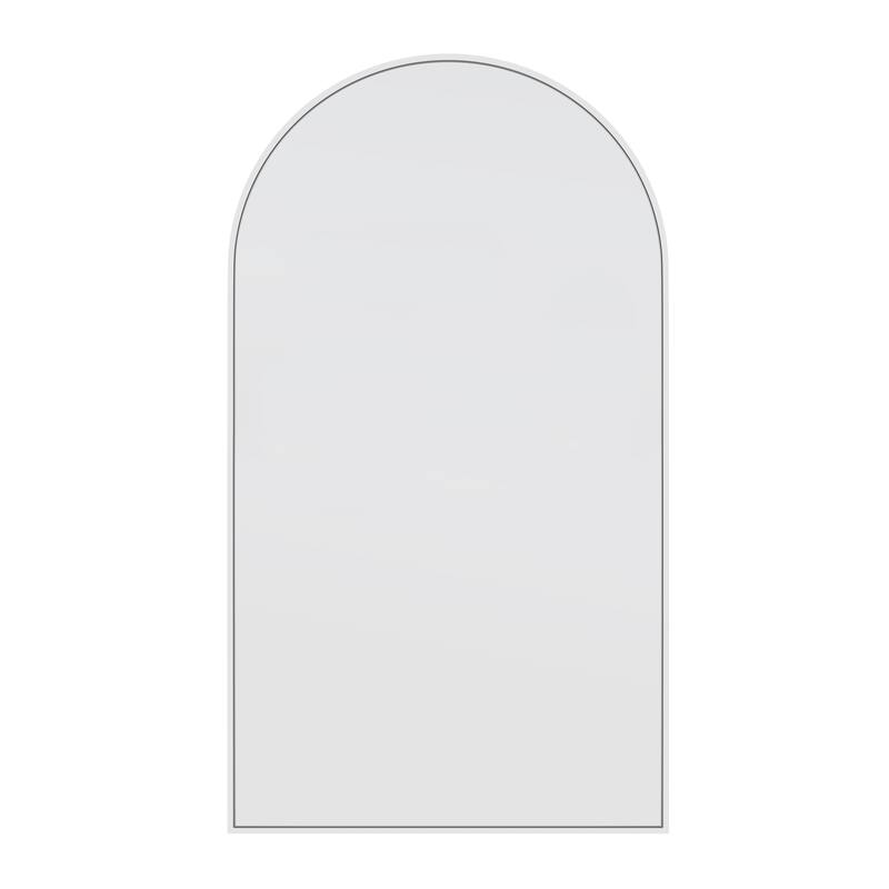 Glass Warehouse Large Arch Shape Stainless Steel Framed Mirror - 83" x 48" - White