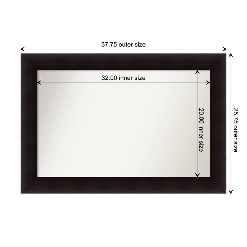 Portico Espresso Framed Non-Beveled Custom Wall Mirror, Bathroom Vanity Mirror - Outer Size: 37.75 x 25.75