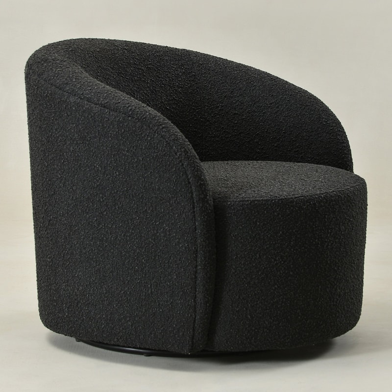 KINWELL 34" W Upholstered Boucle Swivel Barrel Accent Chair