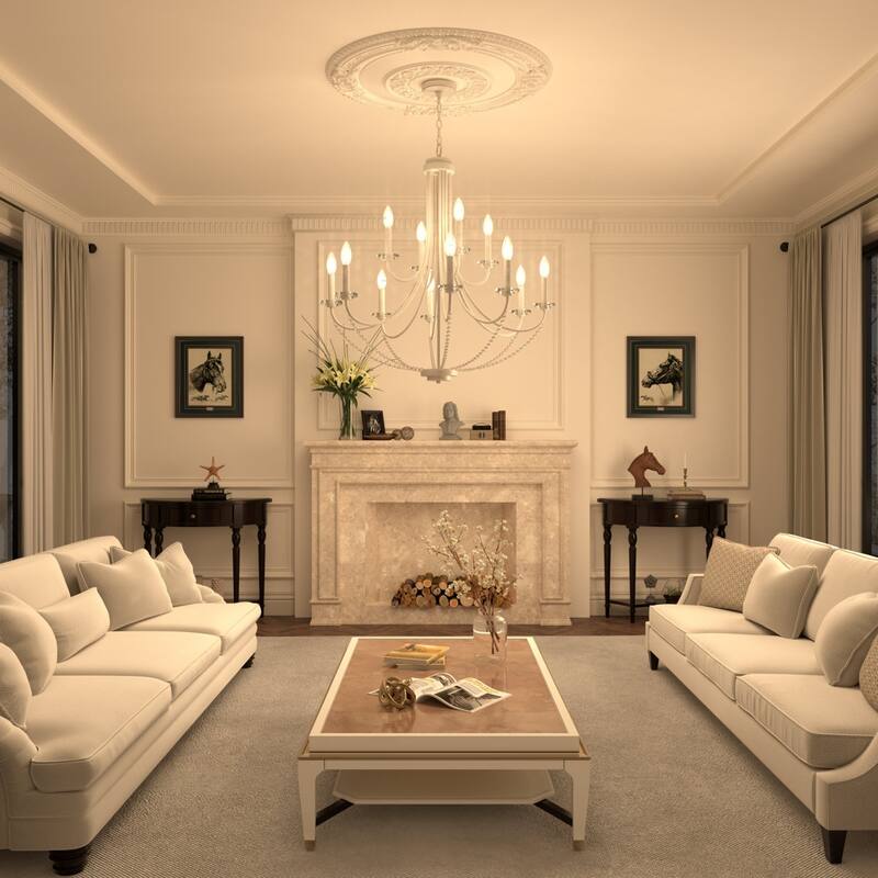 Acroma 12-light 33.5 In Modern White French Country Candle Chandelier - 33.5"D*127.5"H