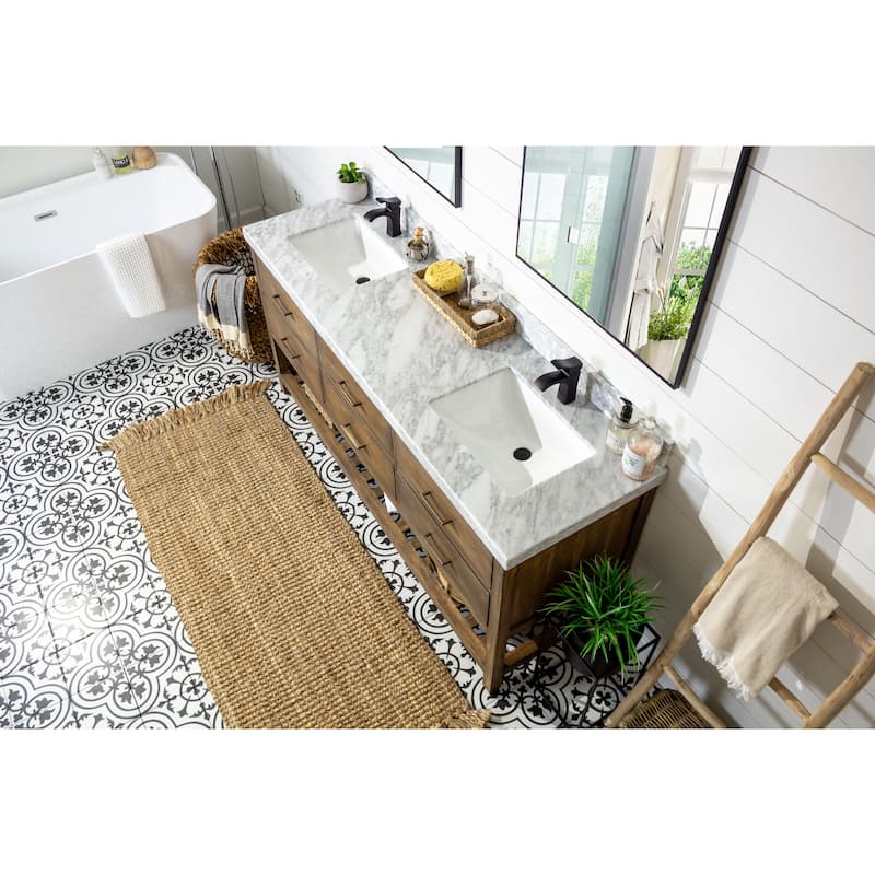 Willow Collections 72 in. W x 22 in. D Parker Solid Teak Double Sink Bathroom Vanity with Countertop