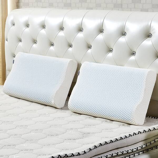 Shop Vecelo Gel Memory Foam Contour Pillows Cool Blue For Sleeping