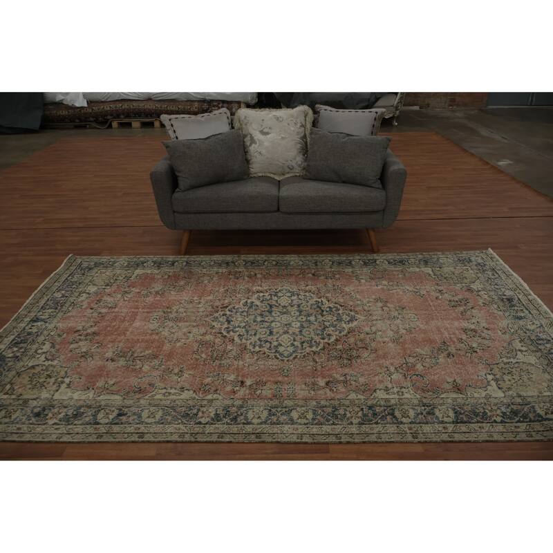 Hand Knotted Oriental 100% Wool Carpet Transitional Floral Pink Anatolian Area Rug - 9' 9'' X 5' 6''