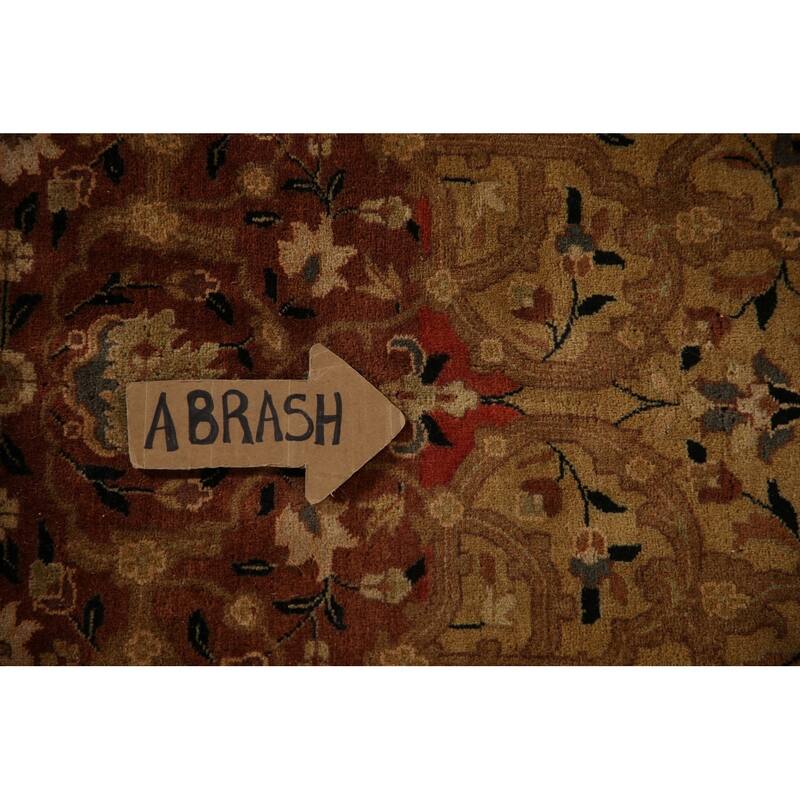 Hand Knotted Oriental 100% Wool Carpet Traditional Floral Black Kashan Area Rug - 18' 0'' X 12' 2''