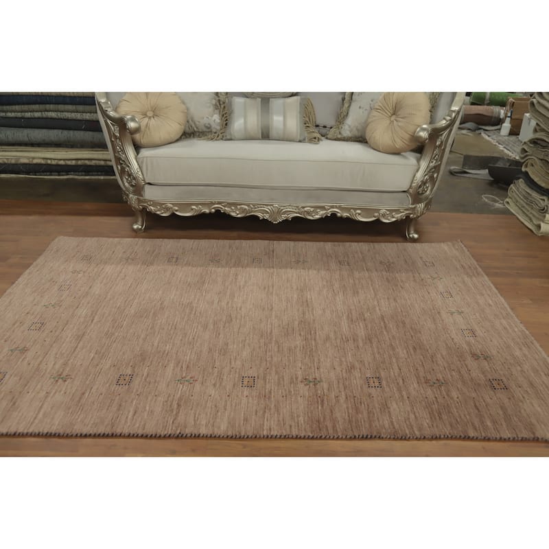 Tribal Gabbeh Oriental Area Rug , Handmade Brown Wool Carpet - 7' 10'' X 5' 0''