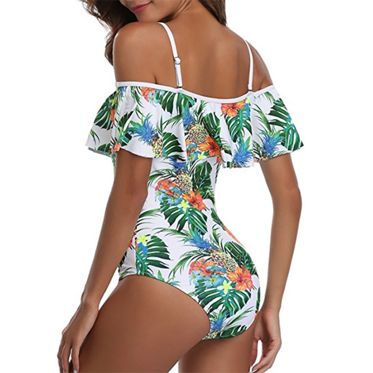 Shop Women One Piece Flounce Swimsuit Pineapple Printed Off