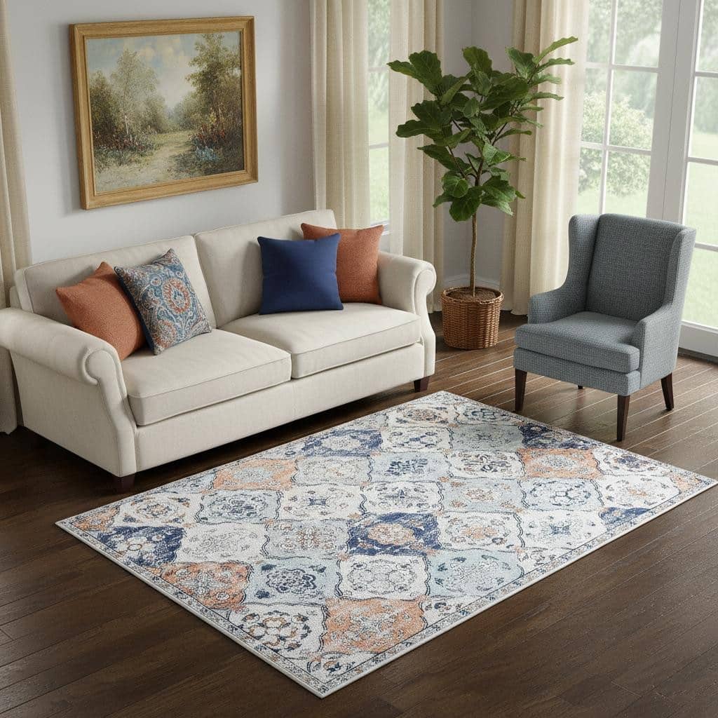 HomeRoots Tropical Floral Traditional Rectangle Area Rug - 5' X 7'