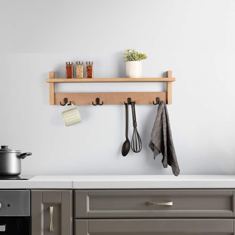 Lavish Home Coat Rack with Shelf - Wall Mount Shelf with 4 Hooks