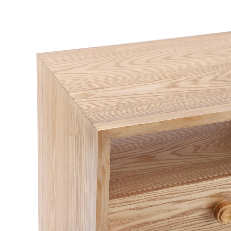 Christopher Knight Home - Modern Wood Nightstand with Open Shelf and 2 Drawers