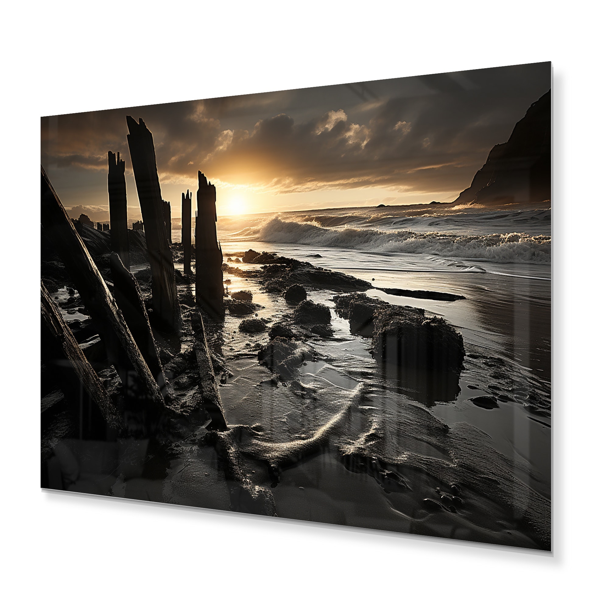 Designart Beach Photo Oceanic Rhythms VII Nautical & Beach Metal Wall Art Living Room - 40 in. Wide x 30 in. High