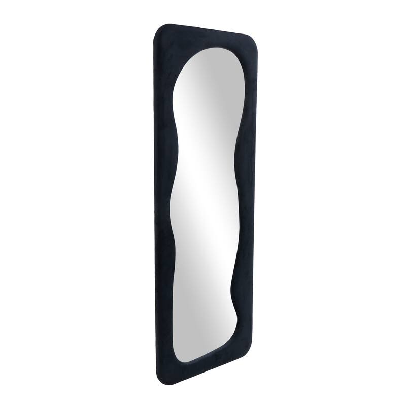 Black or White Velvet Wavy Room Floor Mirror