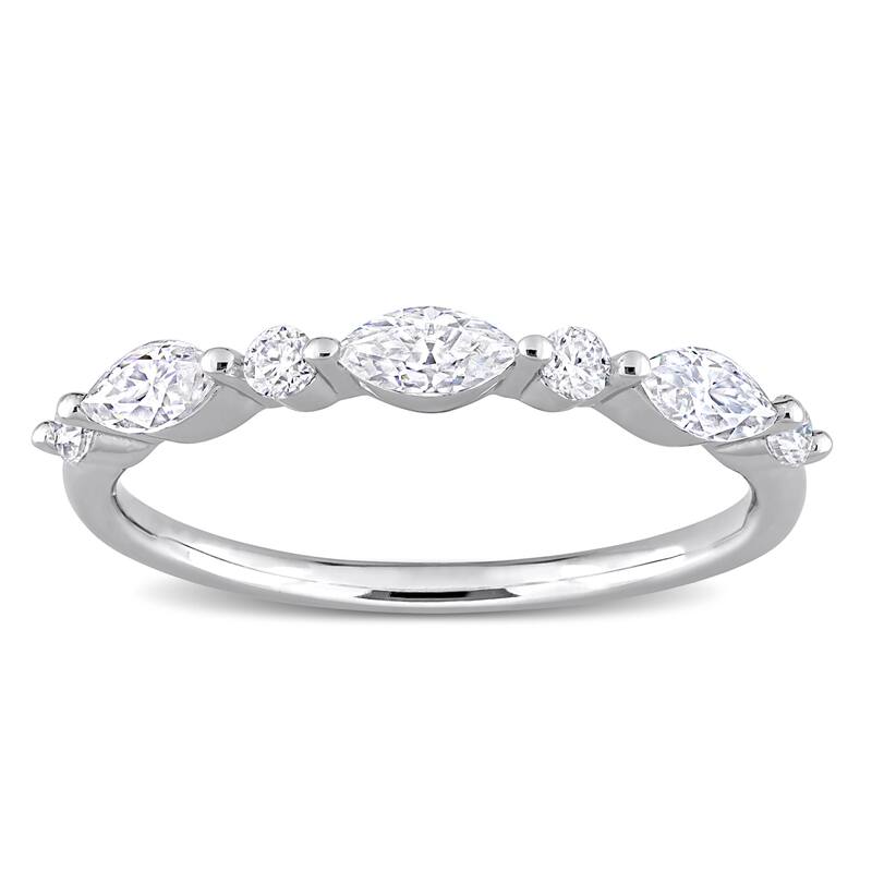Miadora 1/2ct DEW Moissanite Semi-Eternity Ring in Sterling Silver