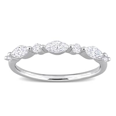 Miadora 1/2ct DEW Moissanite Semi-Eternity Ring in Sterling Silver