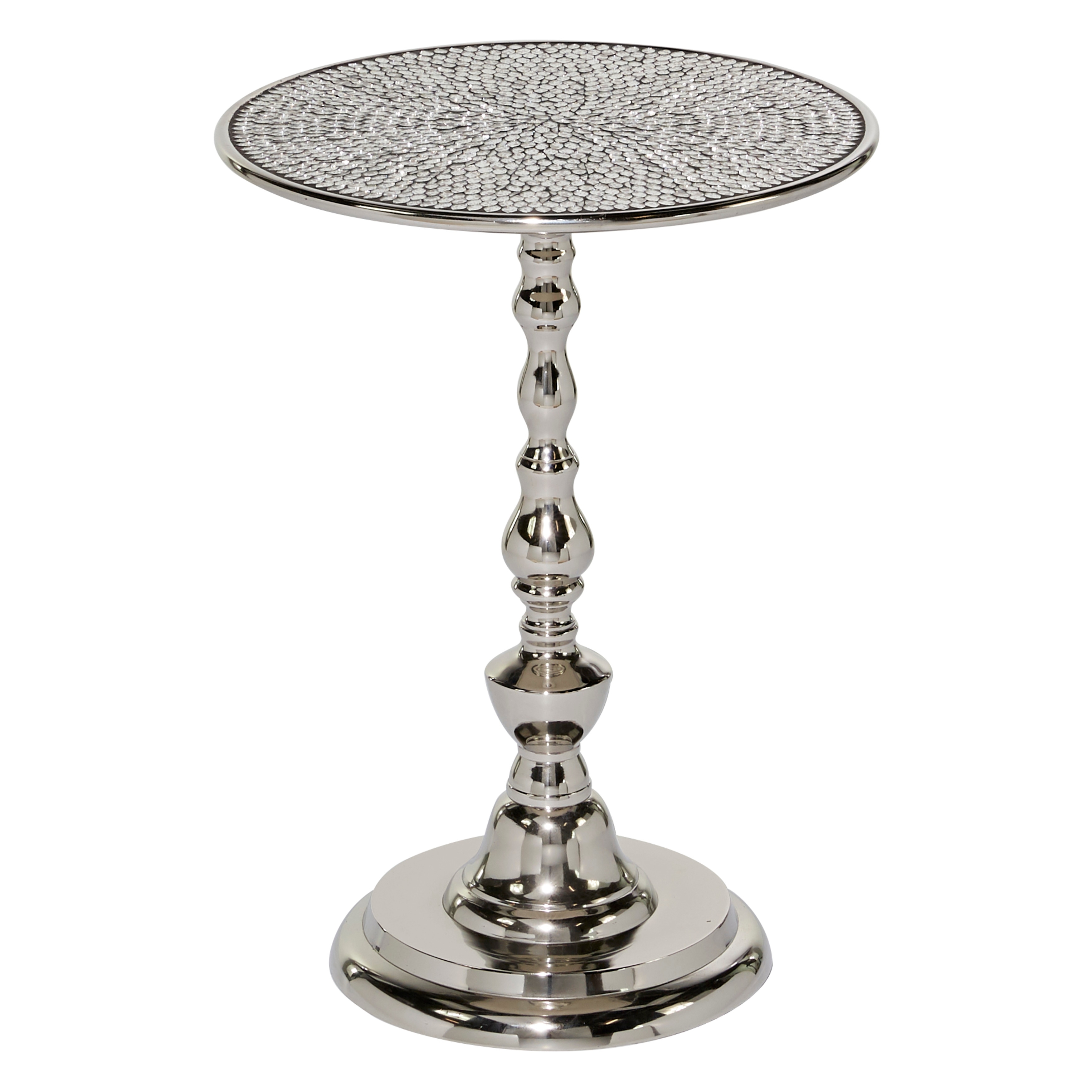 Roche River Decor - Aluminum Metal Accent Table - Silver - 16"Wx16"Lx20"H