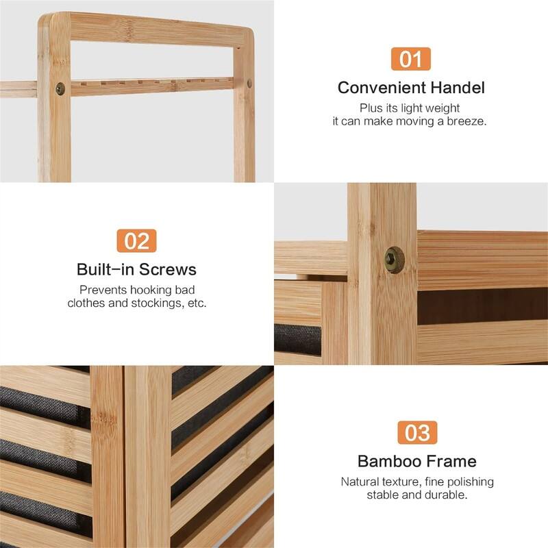 Bamboo Tilt-Out Laundry Hamper Cabinet - 13.07"D x 17.33"W x 37.72"H