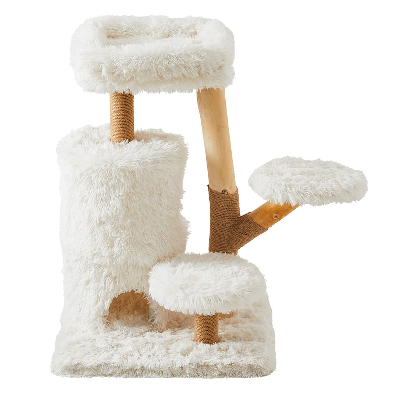 35-Inch Cat Tree with Sisal Posts, Dual Condos & Removable Cushions,White