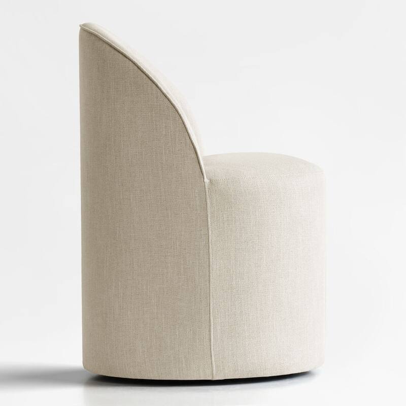 Linen Upholstered Dining Chair with Castors (Set of 4)