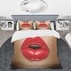 Designart 'sexy Lips Beautiful Make-up Close-up Kiss' Modern Duvet 