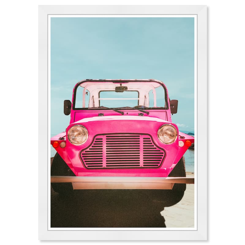 Wynwood Studio Prints Transportation The Adventure Car Pink and Hot Pink Modern & Contemporary Wall Art Canvas Print
