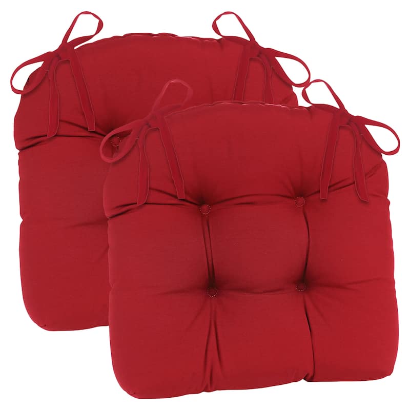 Klear Vu Wicker Solarium Indoor/Outdoor Tufted Chair Cushion Set - Red - Set of 2