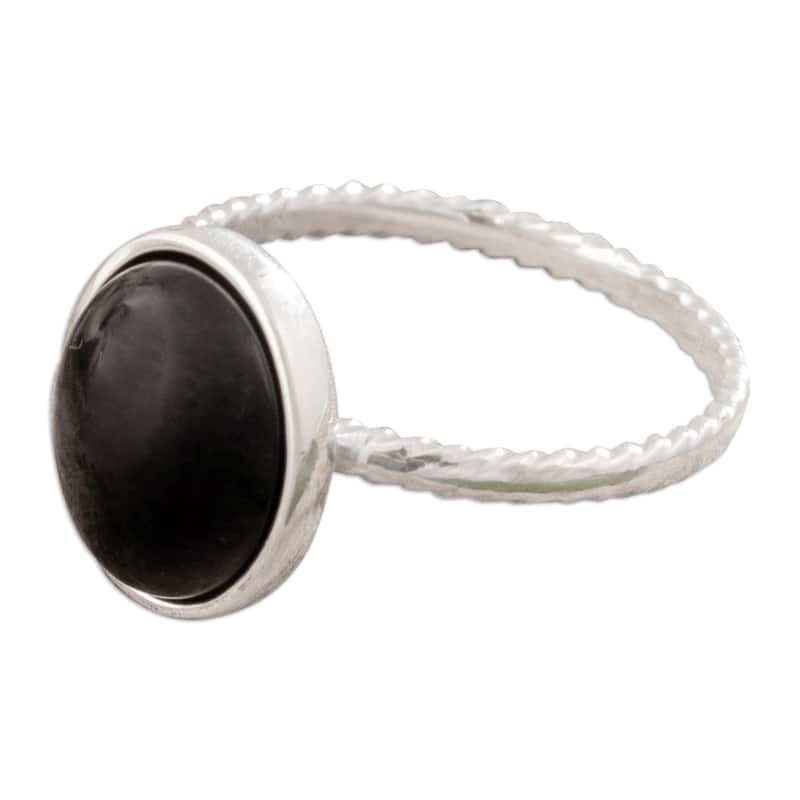 Novica Handmade Courage Amulet Onyx Cocktail Ring