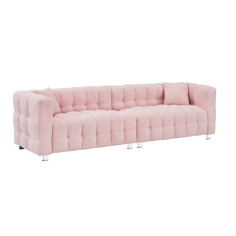 102'' teddy velvet four-seater modern style sofa