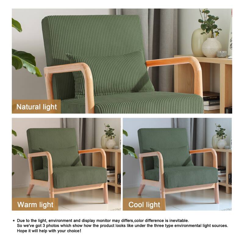 2 Set Upholstered Lounge Arm Chair with Pillow - Set of 2