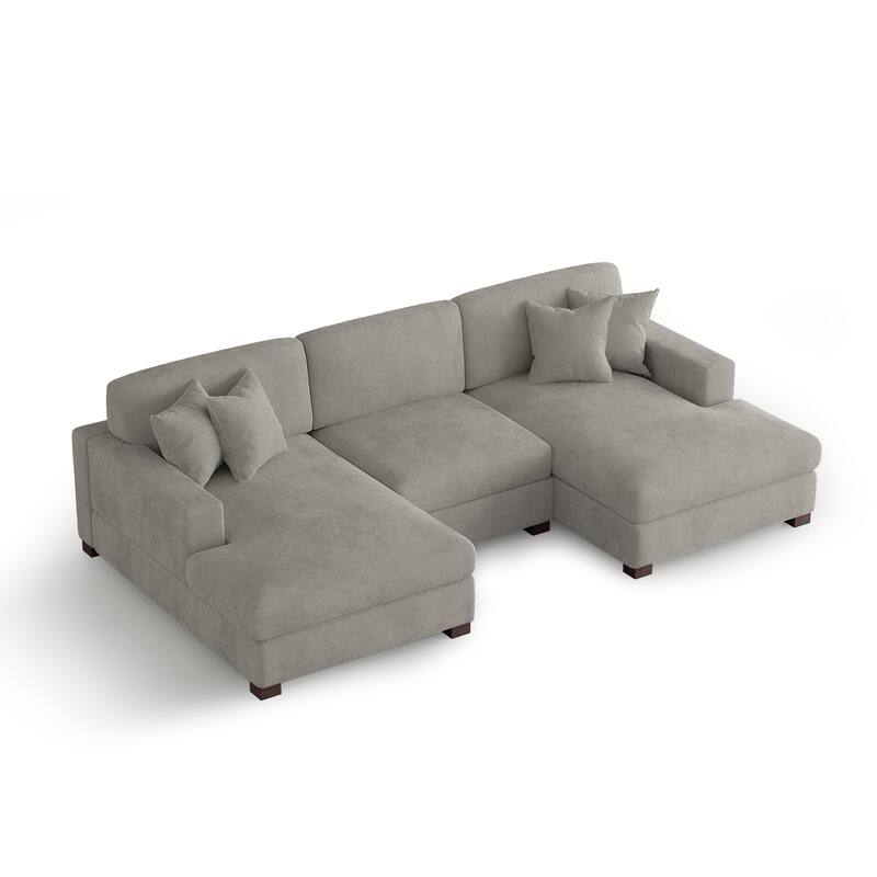 Modern Upholstered Chenille Modular Sectional Sofa with 2 Chaise