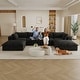 preview thumbnail 139 of 147, Modular Sectional Sofa Corduroy Upholstered Sleeper Sofa Convertible Cloud Accent Couch Deep Seat Chaise Lounge, DIY Combination 4 Seat with 2 Otto - Black