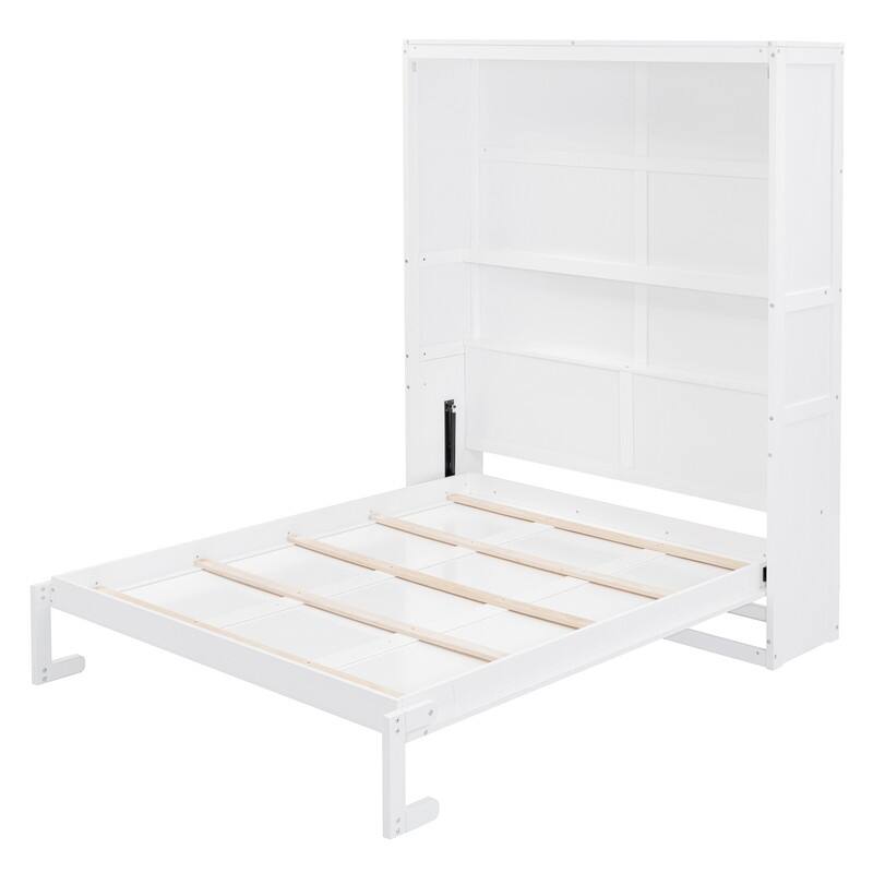 Wooden Queen Size Murphy Bed Wall Bed with Shelves