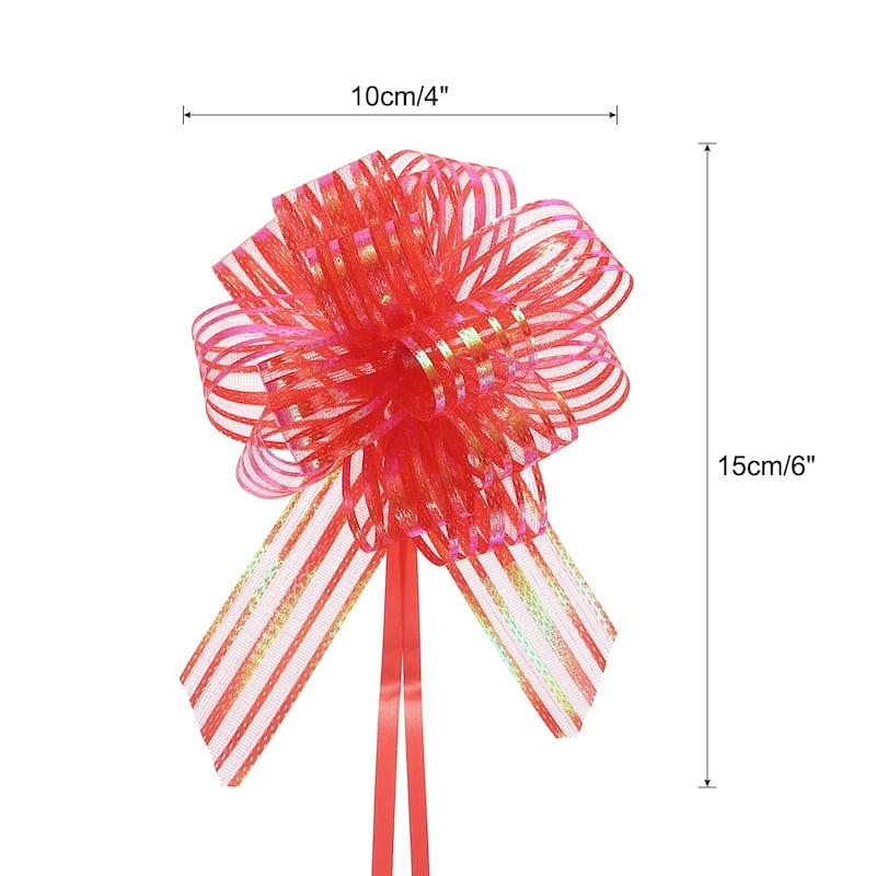 15pcs 6" Large Organza Pull Bow Chiffon Gift Wrapping Bows Ribbon - Red - 4"