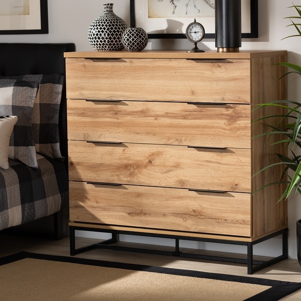 Wood and shop black metal dresser