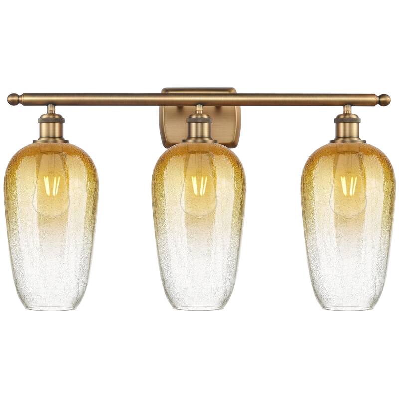 Innovations Lighting Endless Possibilities Ballston - Brookhaven Flute - 3 Light 27" Bath Vanity Light - Brushed Brass/Amber