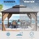 preview thumbnail 37 of 142, Outdoor Hardtop Gazebo Pergola w Galvanized Steel Roof and Aluminum Frame, Prime Curtains and nettings include