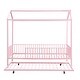 preview thumbnail 11 of 9, Twin Size Metal House Bed with Fence and Trundle
