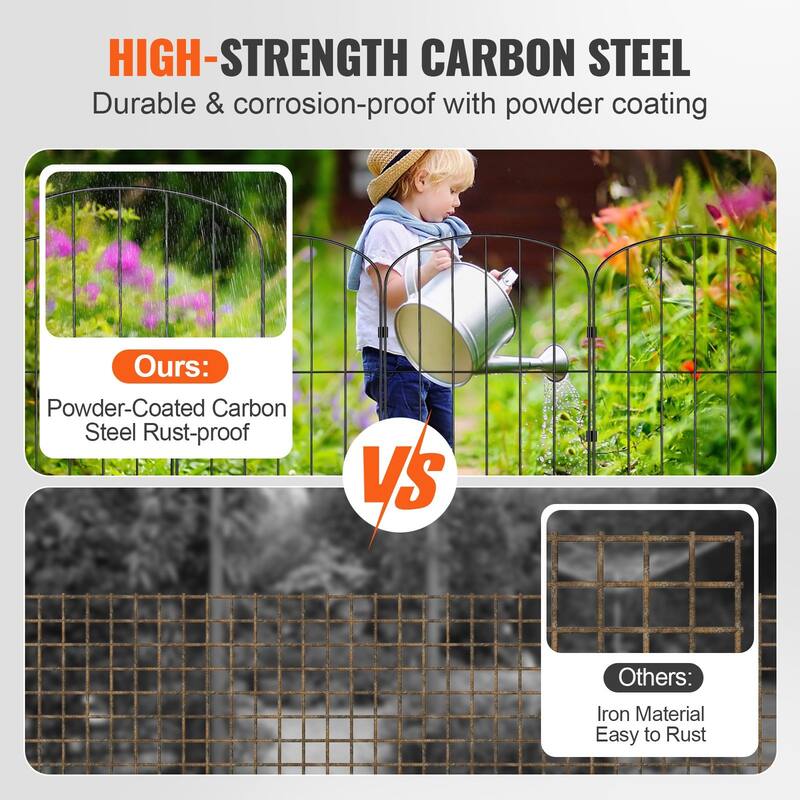 Black Metal Animal Barrier and Decorative Garden Fencing with Spike Space Ideal for Outdoor Use - 24 x 13 inch