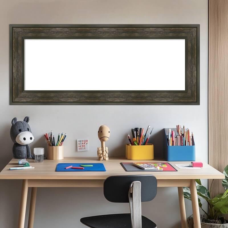 Amanti Art Rail Rustic Char Framed Dry Erase Magnetic Board