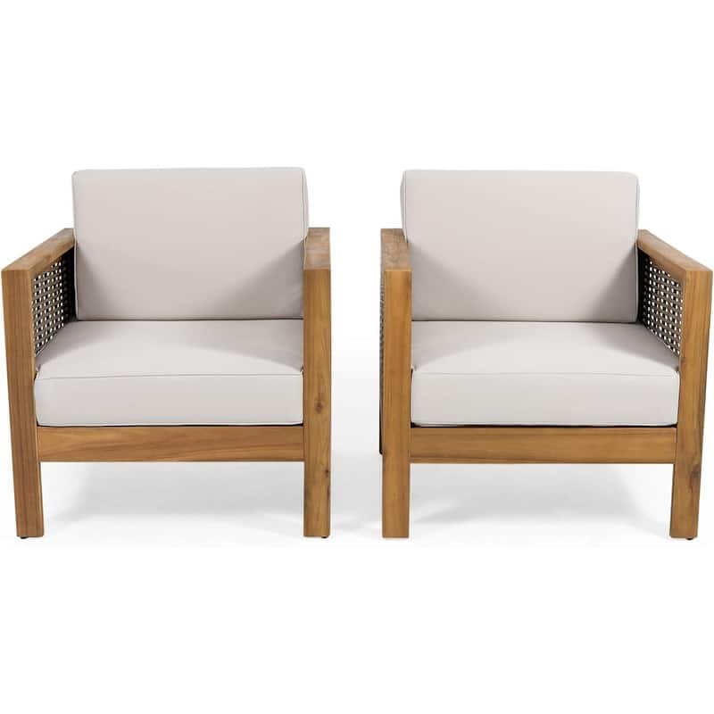 Set of 2, Outdoor Acacia Wood Club Chair