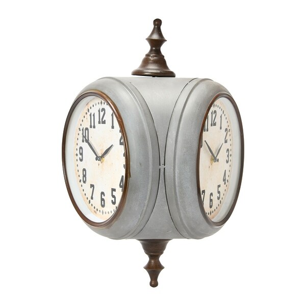 Decorative Metal Double Sided Wall Clock with Distressed
