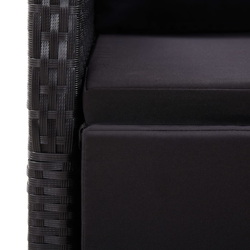 vidaXL Patio Dining Set with Cushions Outdoor Furniture Black Poly Rattan - 35.4 x 94.5 x 29.5