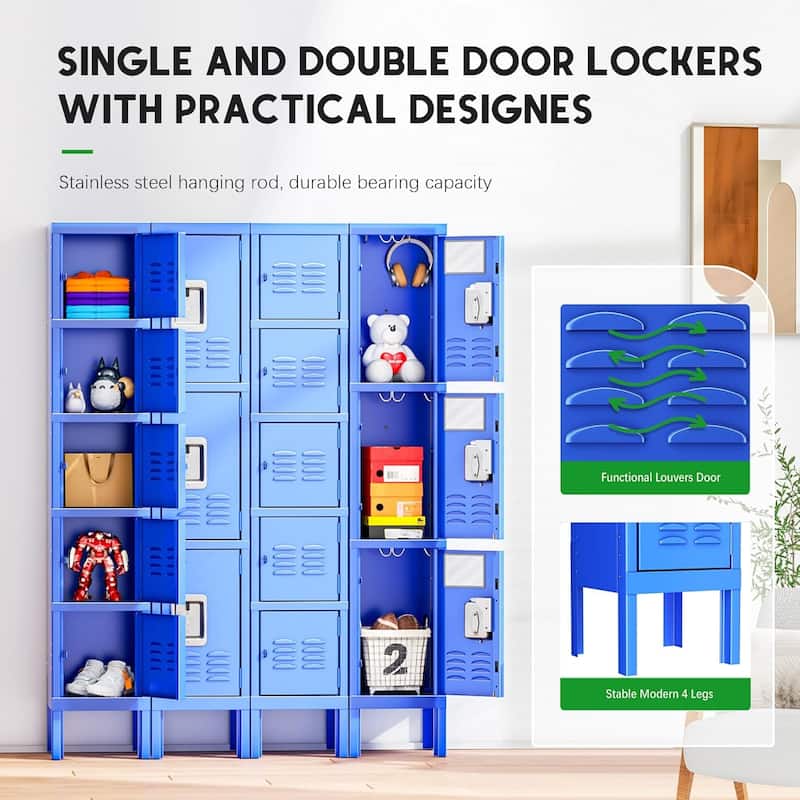 3 Door/5 Door Metal Lockers Storage Cabinet for School Office Gym Metal Storage
