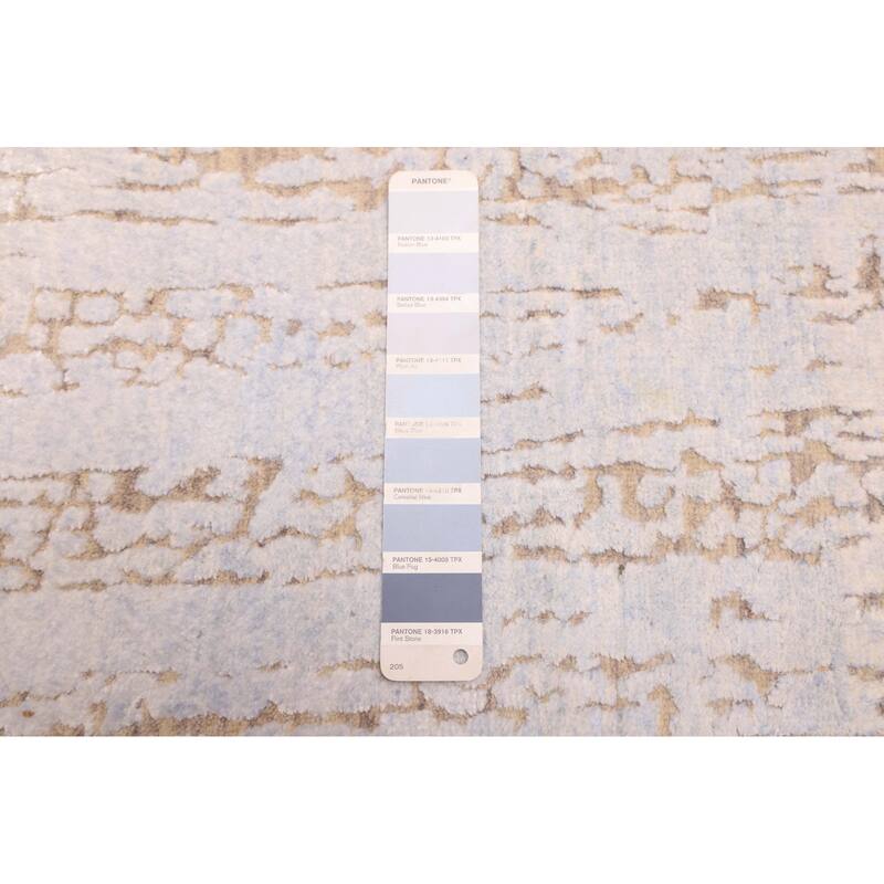 ECARPETGALLERY Hand-knotted Legacy Light Blue Silk, Wool Rug - 2'5 x 11'11