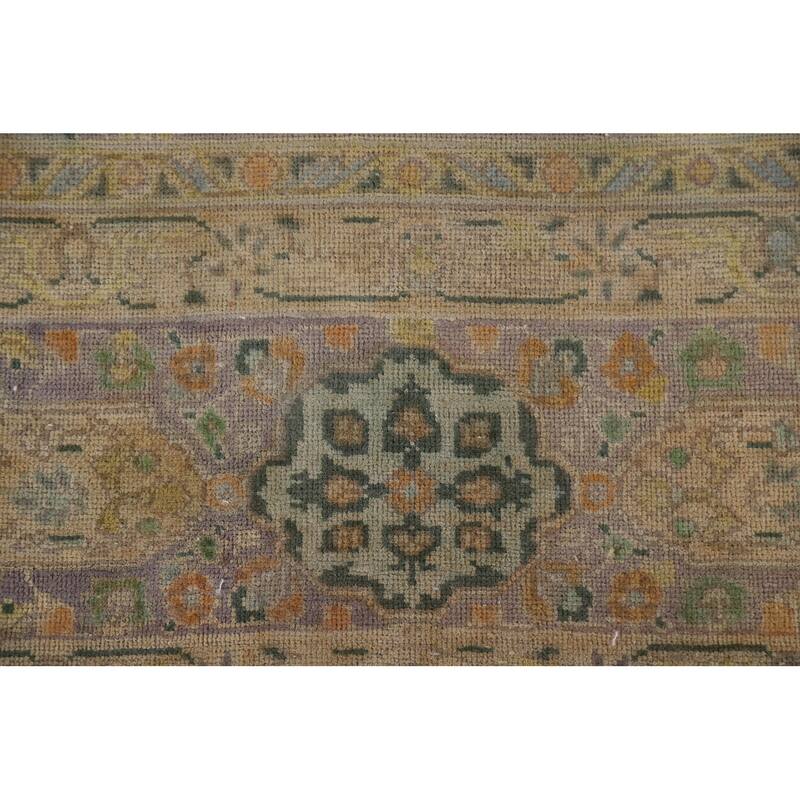 Hand Knotted Oriental 100% Wool Carpet Traditional Floral Purples Tabriz Area Rug - 12' 11'' X 9' 9''