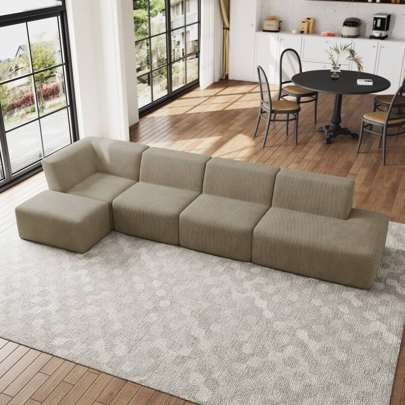Oversized Corduroy Modular Sectional Fabric Sofa