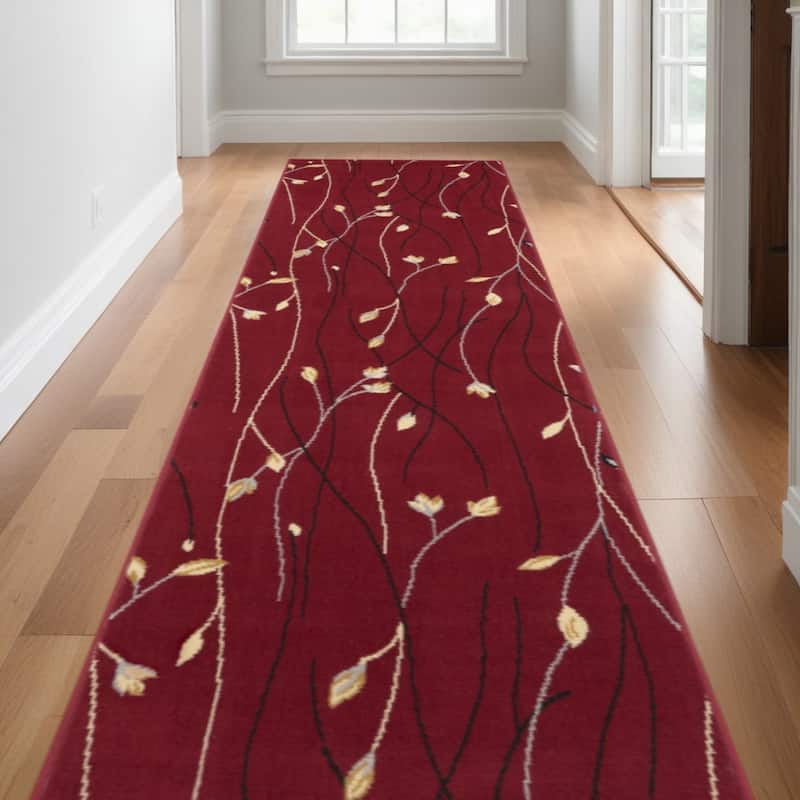 HomeRoots Floral Vines Contemporary Runner Area Rug - 120.00 in. x 27.00 in. x 0.50 in.
