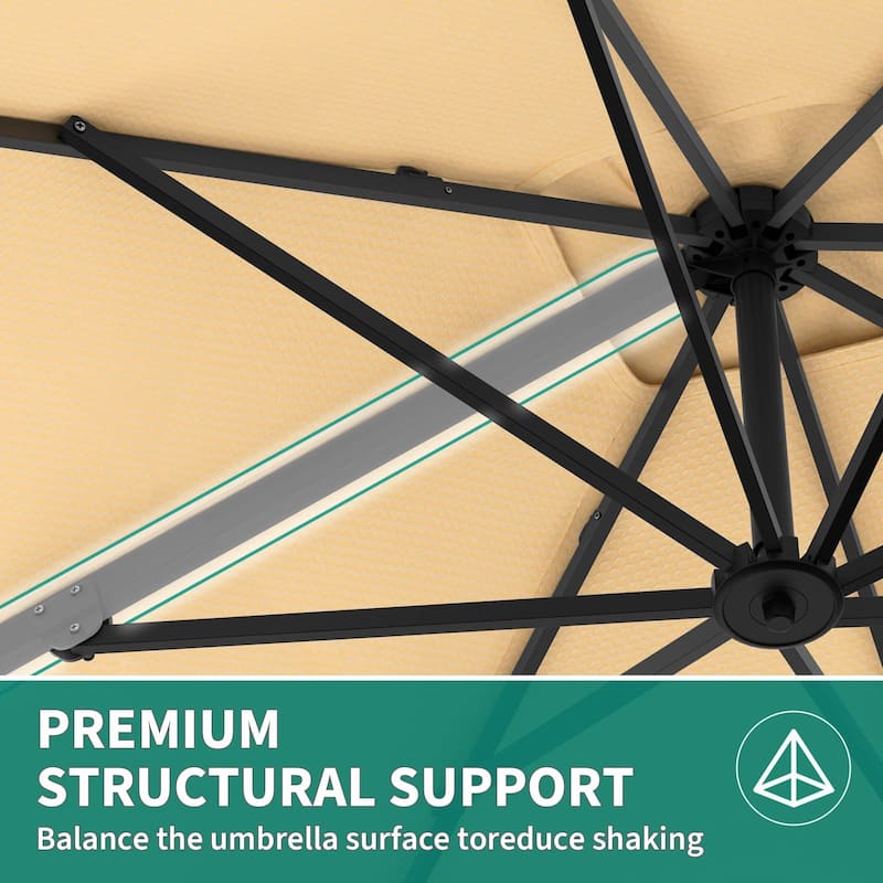 10x10Ft Offset Patio Umbrella, with Adjustable Tilt, 360° Rotating